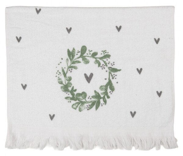 Biely froté uterák so srdiečkami Heart - 40*66 cm - Clayre & Eef