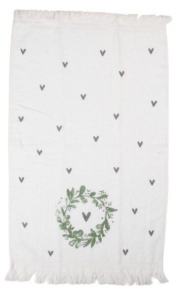 Biely froté uterák so srdiečkami Heart - 40*66 cm - Clayre & Eef