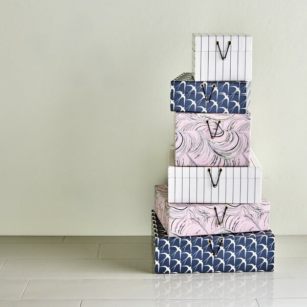 Papierový úložný box Keep Sand / Dark Grey – set 2 ks