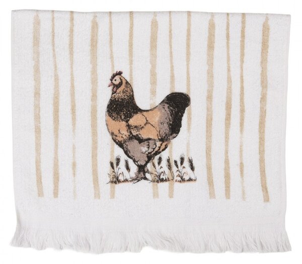 Biely froté uterák so sliepočkou Happy Easter - 40*66 cm - Clayre & Eef