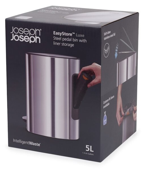 Nášľapný plastový odpadkový kôš v striebornej farbe 5 l Luxe – Joseph Joseph