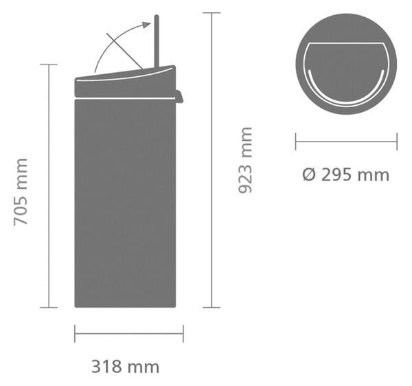 Sivý dotykový oceľový odpadkový kôš 30 l Touch Bin – Brabantia