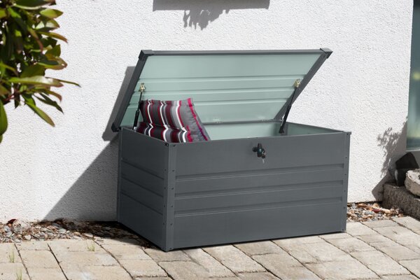 Kovový záhradný úložný box BestBerg ZBK-400A / 400 l / 132 x 62 x 62 cm / šedá