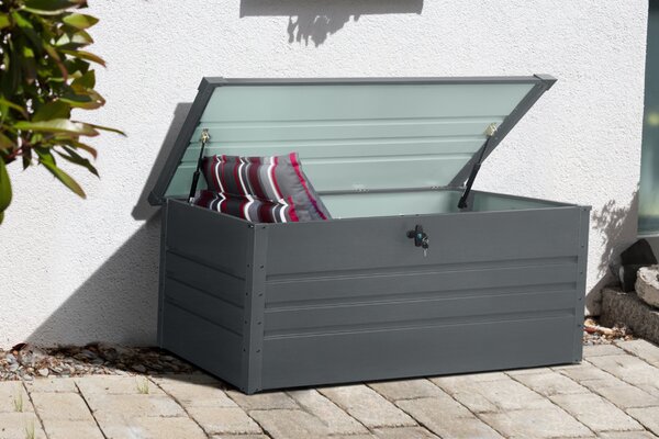 Kovový záhradný úložný box BestBerg ZBK-600A / 600 l / 165 x 70 x 62 cm / šedá