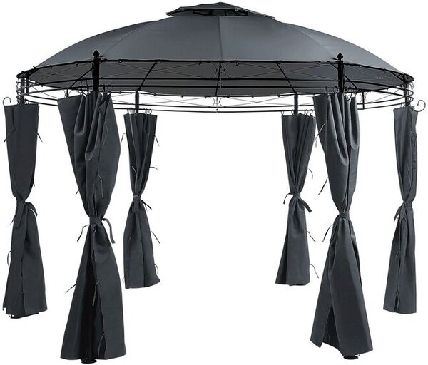 Záhradný altán s LED solárnym osvetlením BestBerg BBGG-20 / 350 x 274 cm / šedá