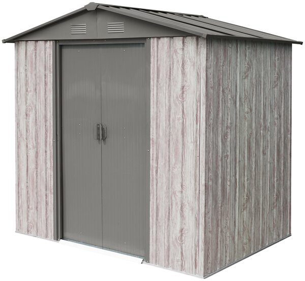 Záhradný domček BestBerg ZDB-2SD / 2,5 m² / 194 x 131 x 184 cm / dekor biele drevo / sivá
