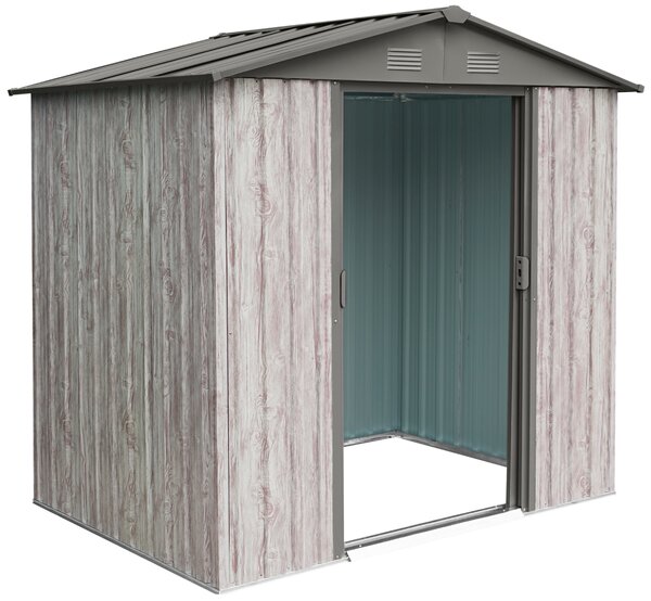 Záhradný domček BestBerg ZDB-2SD / 2,5 m² / 194 x 131 x 184 cm / dekor biele drevo / sivá