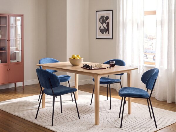 Jedálenský stôl svetlý jaseň MDF 160 x 90 cm jaseňová dýhovaná vrchná doska moderný dizajn kuchynský stôl