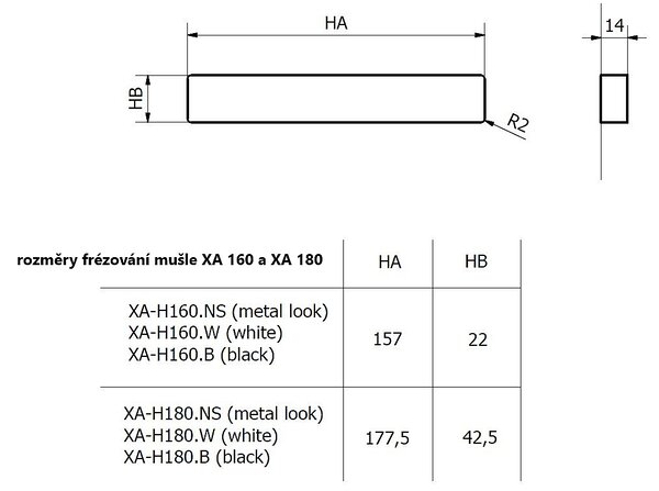 MUŠĽA TWIN XA-H 180 (CM), svislo, Twin CM (čierny mat)