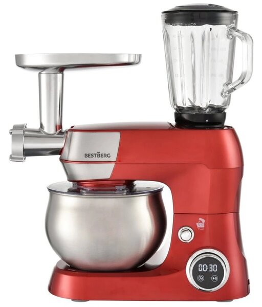 Multifunkčný kuchynský robot BestBerg BBR-1900R / 1900 W / 5 l / 12 rýchlostí / červená