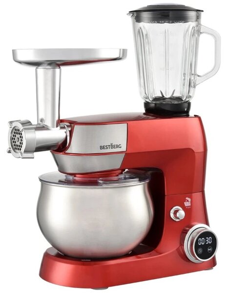 Multifunkčný kuchynský robot BestBerg BBR-1900R / 1900 W / 5 l / 12 rýchlostí / červená