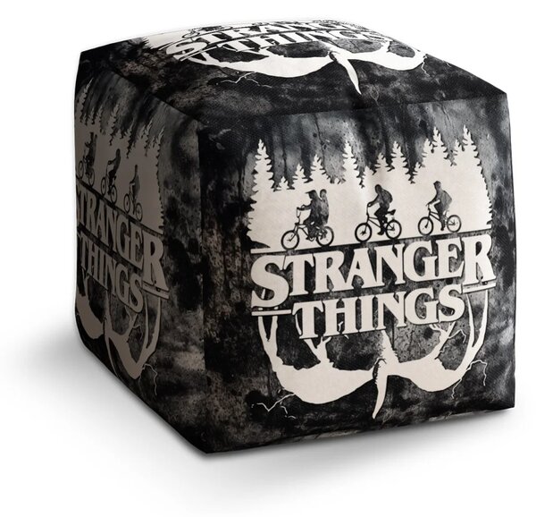 Sablio Taburet Cube Stranger Things White - 40x40x40 cm