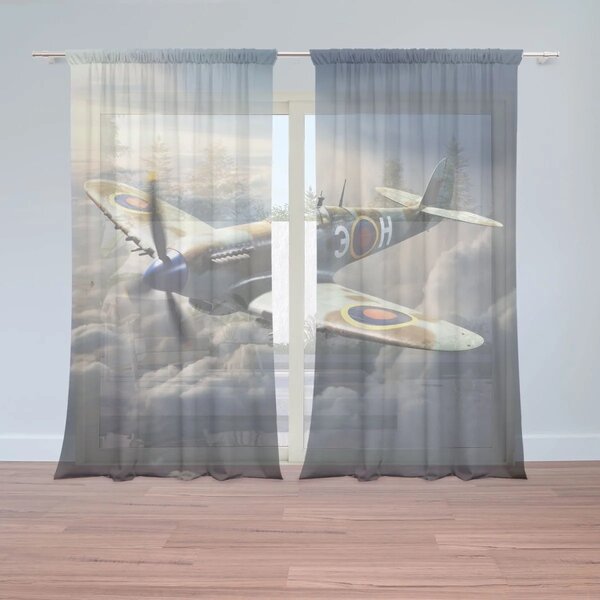 Sablio Záclony Stíhačka Spitfire: 2ks 150x250cm