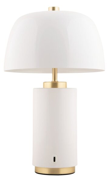 Biela LED stmievateľná stolová lampa s kovovým tienidlom (výška 30 cm) Freya – Leitmotiv
