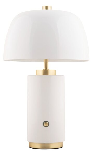 Biela LED stmievateľná stolová lampa s kovovým tienidlom (výška 30 cm) Freya – Leitmotiv