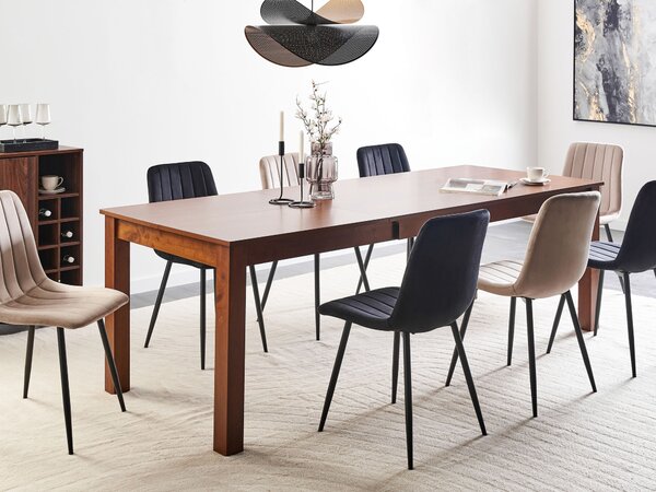 Rozkladací stôl tmavý jaseň MDF 160/240 x 90 cm nohy z kaučukového dreva dyhovaná doska prírodná povrchová úprava