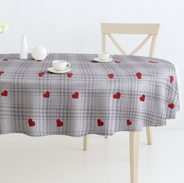 Obrus ​​PVC oválny M-198B – Srdce na kocke (rôzne veľkosti)