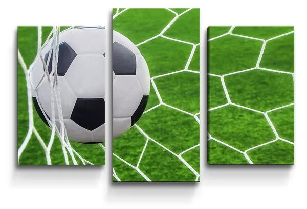 Sablio Obraz - 3-dílný Futbalová lopta v bráne - 75x50 cm