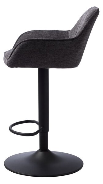 Tmavosivá čalúnená barová stolička s nastaviteľnou výškou/s podrúčkami (výška sedadla 65 cm) Nolan – Unique Furniture
