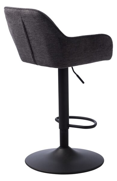 Tmavosivá čalúnená barová stolička s nastaviteľnou výškou/s podrúčkami (výška sedadla 65 cm) Nolan – Unique Furniture