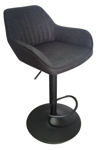 Tmavosivá čalúnená barová stolička s nastaviteľnou výškou/s podrúčkami (výška sedadla 65 cm) Nolan – Unique Furniture