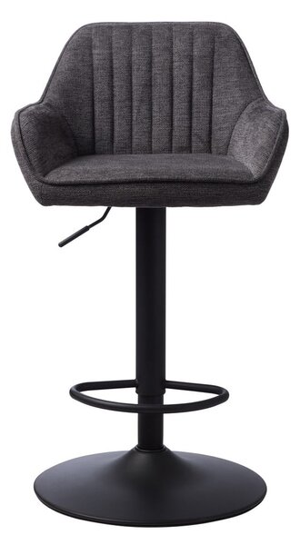 Tmavosivá čalúnená barová stolička s nastaviteľnou výškou/s podrúčkami (výška sedadla 65 cm) Nolan – Unique Furniture