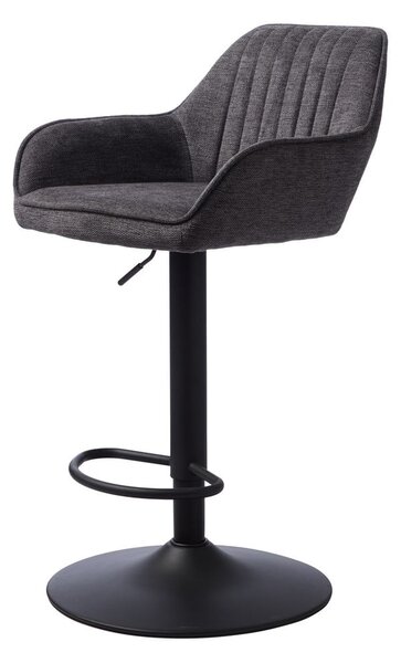 Tmavosivá čalúnená barová stolička s nastaviteľnou výškou/s podrúčkami (výška sedadla 65 cm) Nolan – Unique Furniture