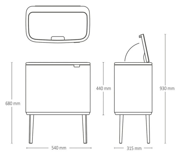 Biely dotykový oceľový odpadkový kôš na triedený odpad 33 l Bo Touch Bin – Brabantia