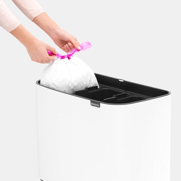 Biely dotykový oceľový odpadkový kôš na triedený odpad 33 l Bo Touch Bin – Brabantia