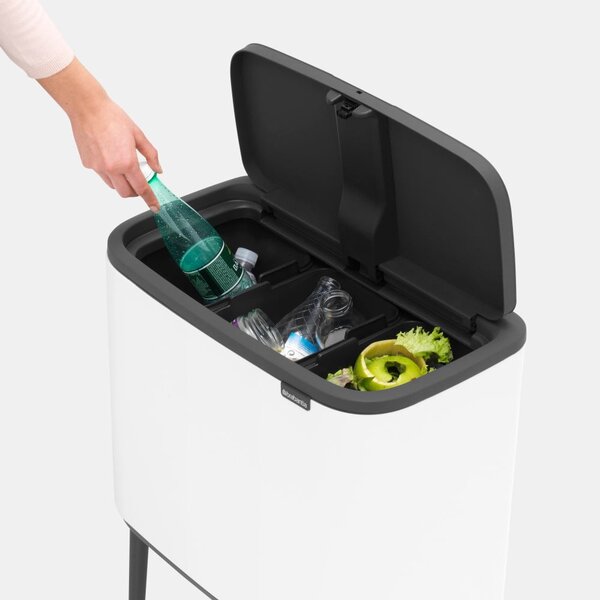 Biely dotykový oceľový odpadkový kôš na triedený odpad 33 l Bo Touch Bin – Brabantia