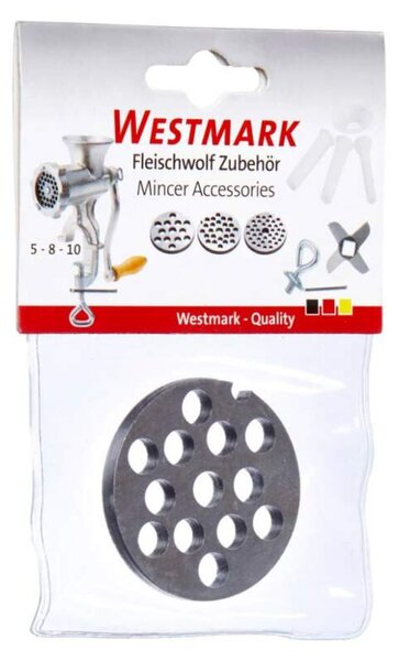 WESTMARK Mlecí disk na mlynček na mäso s otvormi 6 mm, veľkosť 10 (Mlecí disk na mlynček na mäso (veľkosť 10) s otvormi 6 mm od renomovaného výrobcu kuchynských potrieb – nemeckej firmy Westmark)