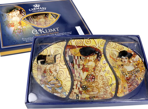Sklenená tácka 3 dielna Gustav Klimt, CARMANI 1987001 (Sklenená tácka 3 dielna Gustav Klimt)