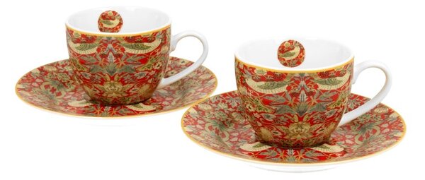 Šálka s podšálkou espresso 110 ml - set 2 ks Wiliam Morris Strawberry, 8171 (4 dielny porcelánový set šálka s podšálkou Wiliam Morris)