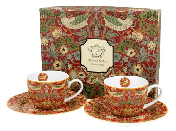 Šálka s podšálkou espresso 110 ml - set 2 ks Wiliam Morris Strawberry, 8171 (4 dielny porcelánový set šálka s podšálkou Wiliam Morris)