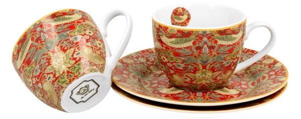 Šálka s podšálkou espresso 110 ml - set 2 ks Wiliam Morris Strawberry, 8171 (4 dielny porcelánový set šálka s podšálkou Wiliam Morris)