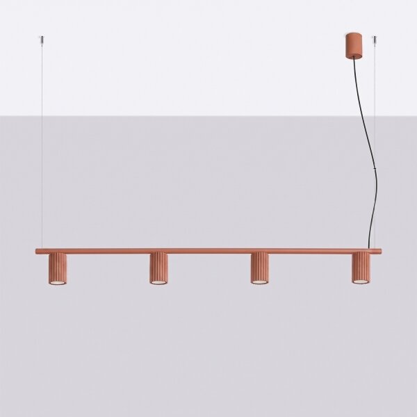 Sollux SL.2715 - Závesné svietidlo KARBON na kábli 4xGU10/10W/230V oranžové