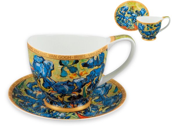 Šálka s podšálkou Vanessa 350 ml Vincent van GOGH Irisy, CARMANI, 8301002 (Porcelánová šálka s podšálkou na cappuccino z kolekcie Vincent van GOGH )