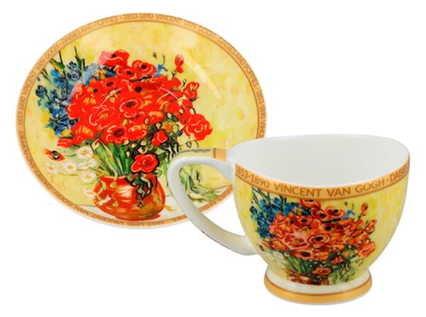 Šálka s podšálkou Vanessa 100 ml Vincent van GOGH Red Poppies and Daisies, CARMANI, 8301055 (Porcelánová šálka s podšálkou na espresso z kolekcie Vincent van GOGH )