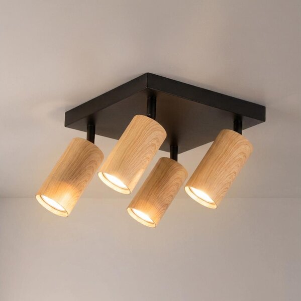 Brilagi - Bodové svietidlo SELE SQUARE 4xGU10/30W/230V čierna/dubový dekor