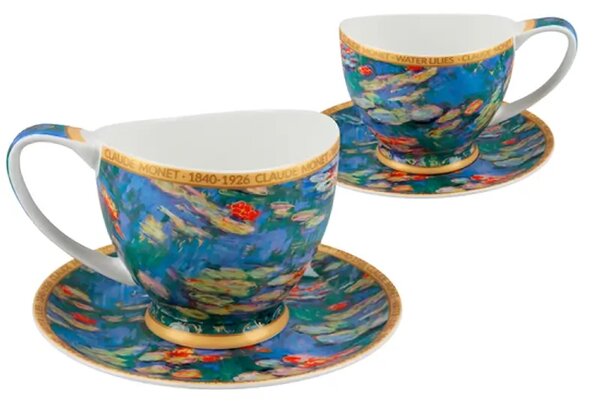 Šálka s podšálkou Vanessa 350 ml Claude MONET Water lillies, CARMANI, 0451001 (Porcelánová šálka s podšálkou na cappuccino z kolekcie Claude MONET)