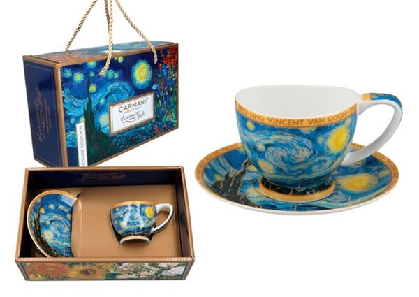 Šálka s podšálkou Vanessa 100 ml Vincent van GOGH The Starry Night, CARMANI, 8301051 (Porcelánová šálka s podšálkou na espresso z kolekcie Vincent van GOGH )