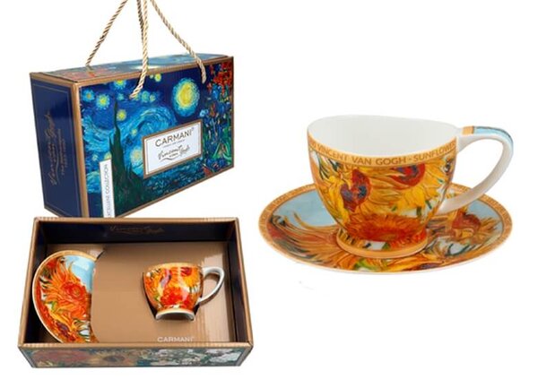 Šálka s podšálkou Vanessa 100 ml Vincent van GOGH Slnečnice, CARMANI, 8301050 (Porcelánová šálka s podšálkou na espresso z kolekcie Vincent van GOGH )