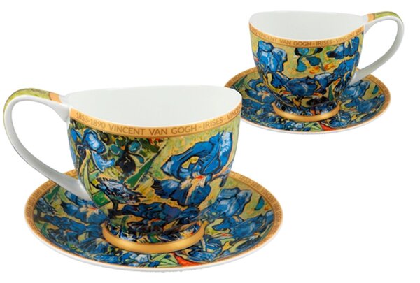Šálka s podšálkou Vanessa 350 ml Vincent van GOGH Irisy, CARMANI, 8301002 (Porcelánová šálka s podšálkou na cappuccino z kolekcie Vincent van GOGH )
