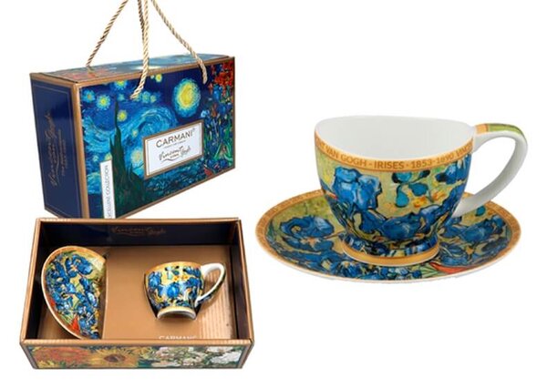 Šálka s podšálkou Vanessa 100 ml Vincent van GOGH Irisy, CARMANI, 8301052 (Porcelánová šálka s podšálkou na espresso z kolekcie Vincent van GOGH )