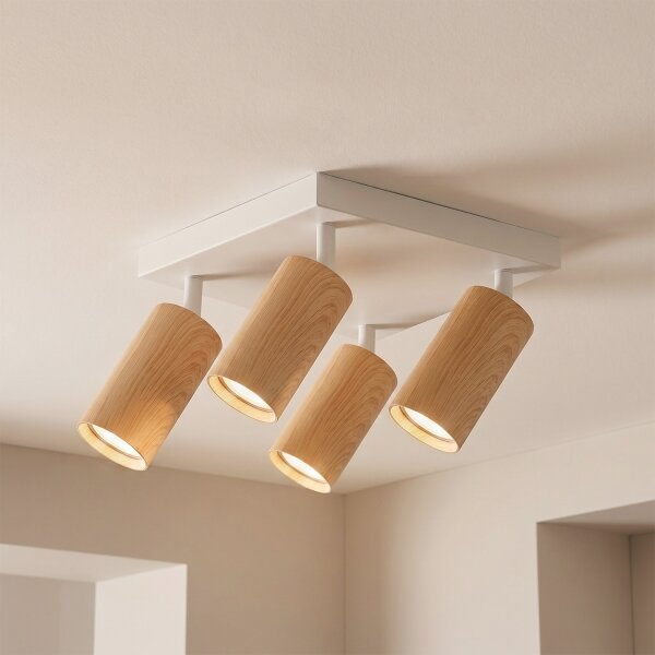 Brilagi - Bodové svietidlo SELE SQUARE 4xGU10/30W/230V biela/dubový dekor
