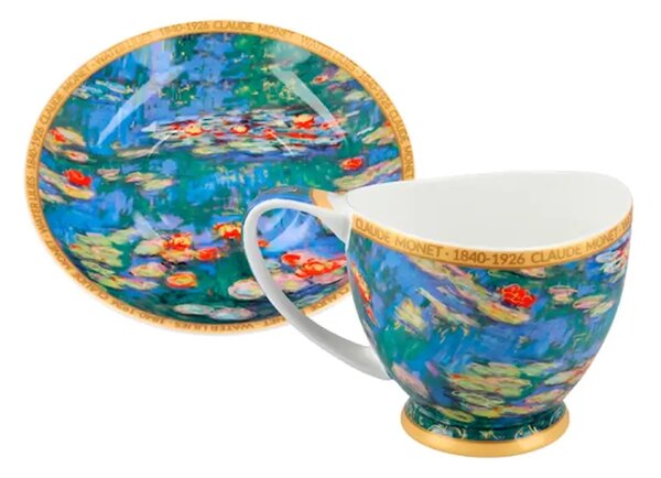 Šálka s podšálkou Vanessa 350 ml Claude MONET Water lillies, CARMANI, 0451001 (Porcelánová šálka s podšálkou na cappuccino z kolekcie Claude MONET)