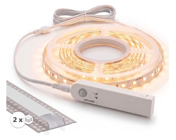 SADA 1x LED pás so senzorom FLEX LED/3,6W/4xAA 2 m + 2x vstavané profily 1 m