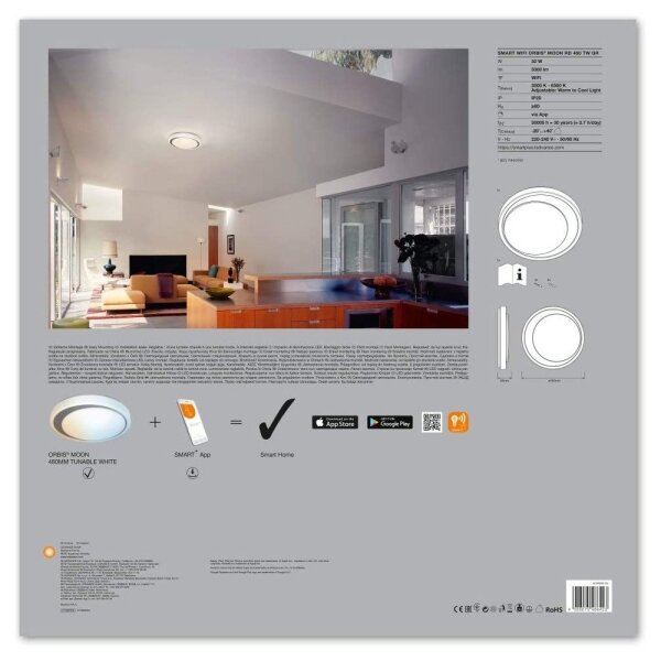 Ledvance - LED Stmievateľné stropné svietidlo SMART+ MOON LED/32W/230V Wi-Fi