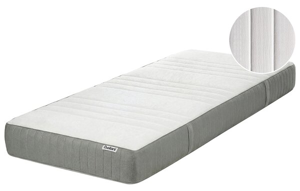 Matrac z pamäťovej peny biely a sivý polyester 90 x 200 cm stredne tvrdý so snímateľným poťahom memory foam