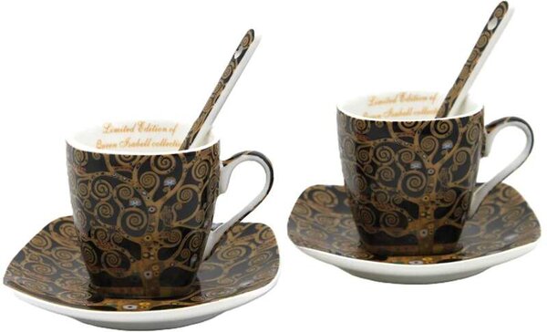 Set 2 ks espresso šálka s podšálkou 80 ml,Gustav Klimt The Treess Heritage of Arts of Queen Isabell (Porcelánový set espresso šálok z kolekcie Gustav Klimt)